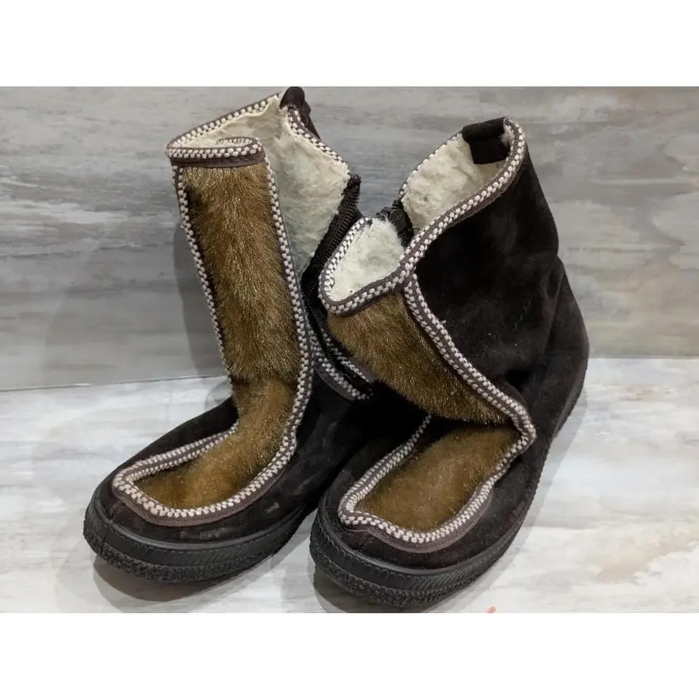 Vintage Ski Lounger Women's Winter Boots w/Faux Fur Lining & Suede Exterior Sz 7